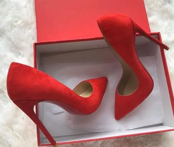 Туфли на шпильке замшевые с острым носком 12/10/8 см