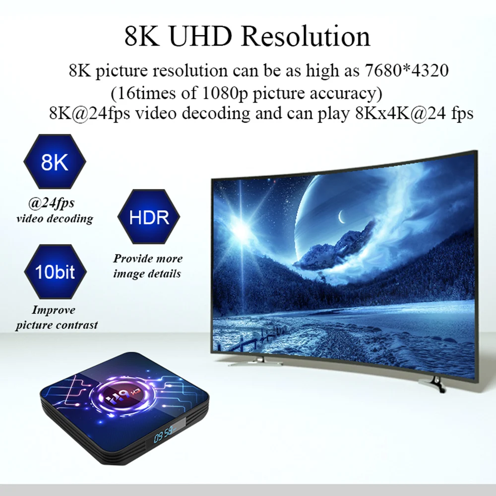 ТВ-приставка docooler H9 X3 на Android 2020 4 + 32/64 ГБ 8K 4K 9 0 P HDR Wi-Fi | Электроника