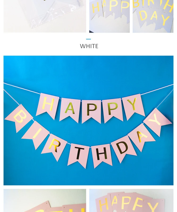 Флаги с надписью Happy Birthday свинка праздничные баннеры украшения позолоченный шкафчик для флажок с буквами детская гирлянда для душа вечерние поставки