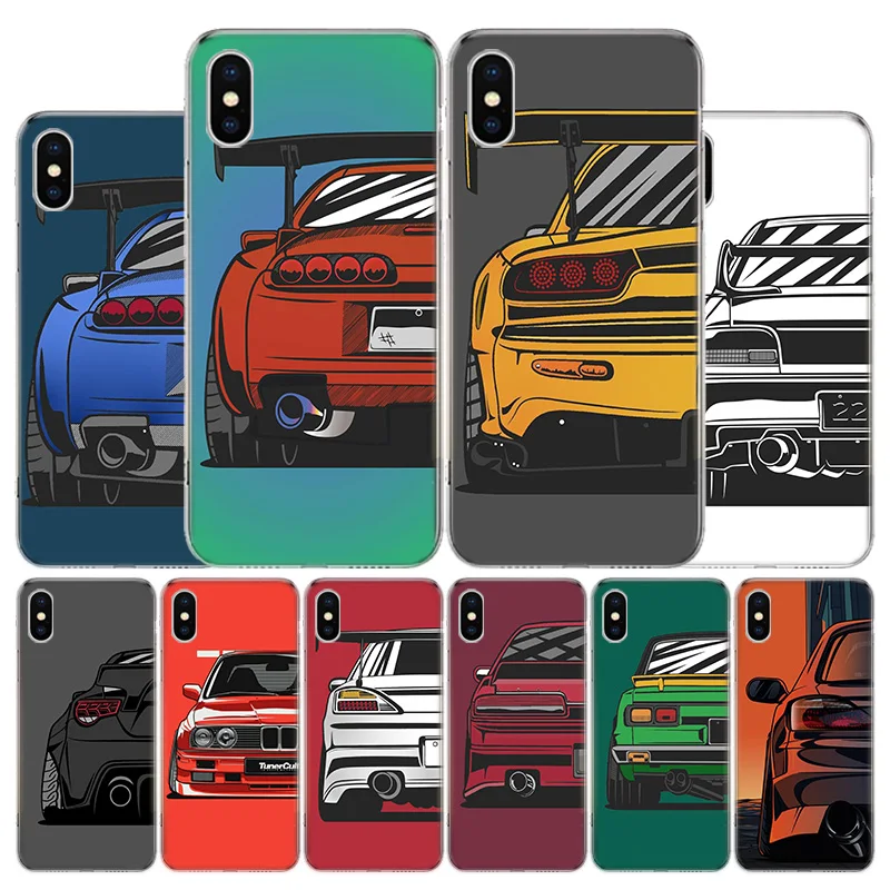 

Male Men JDM Sports Cars Comic Phone Case For Apple Iphone 12 11 Mini Pro X XR XS Max 7 8 6 6S Plus 5 SE 7G 6G + Art Cover Coque