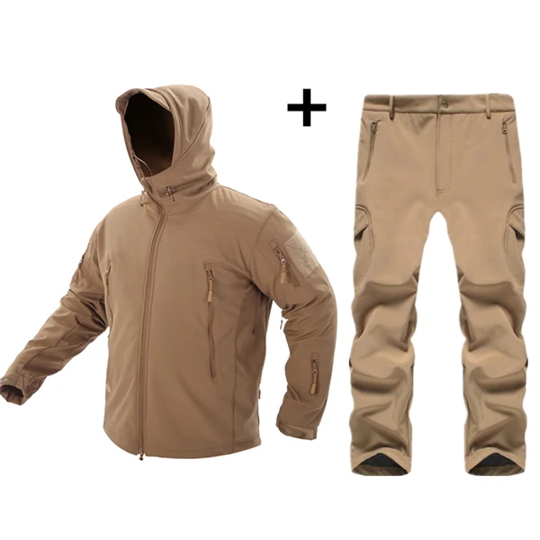 Tan Мужские уличные водонепроницаемые куртки TAD V 5,0 Softshell охотничий наряд Термоодежда Тактический походный страйкбол спортивный костюм - Цвет: Tan
