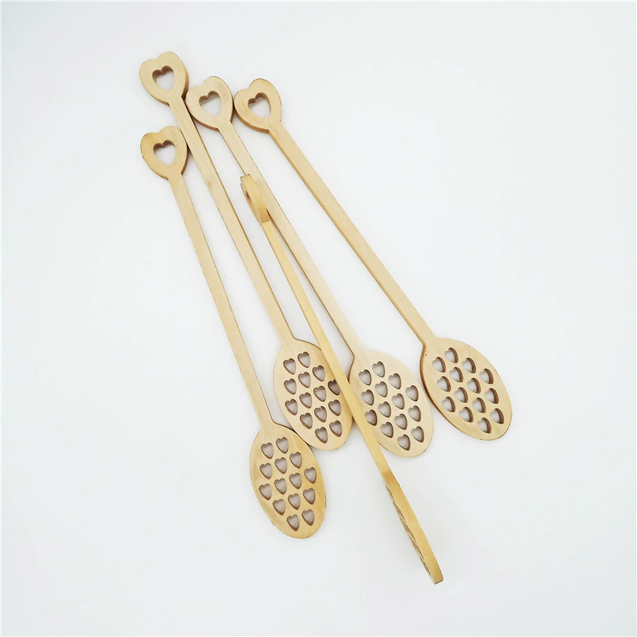 50 pcs Hollow Out Wooden Wood Honey Dipper Sticks, Honey spoon, Server for Honey Jar Dispense Drizzle Honey, Wedding Party Favor