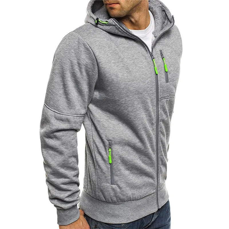 

Solid Hooded Jacket Men Long Sleeve Autumn Winter Casual Streetwear Hip Hop Coat Tracksuits Jackets