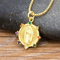 nidin new arrival holy virgin mary pendant religion christian copper cubic zircon necklace jewelry party gift for women female
