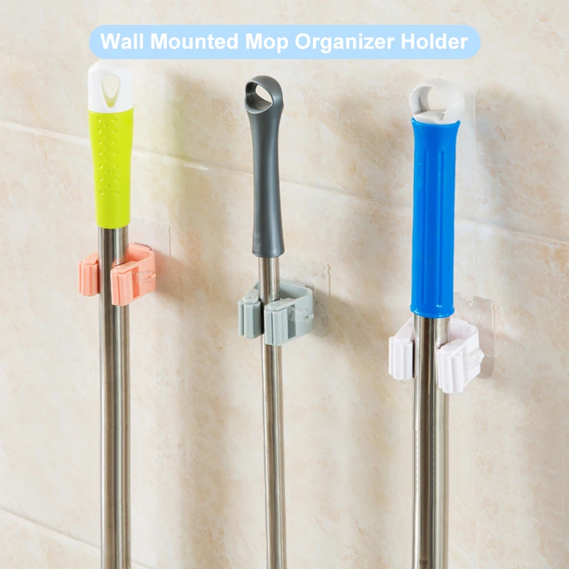 Настенный органайзер для швабры держатель вешалка метлы стеллаж хранения