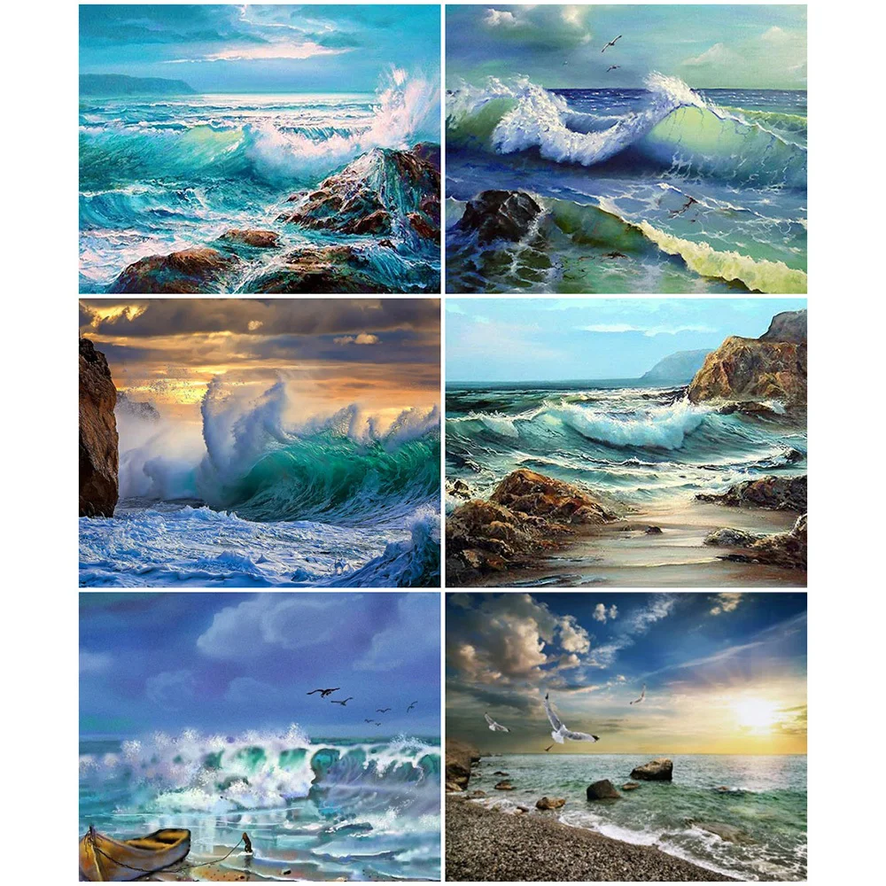 

Картина AZQSD по номерам, Современная Настенная картина по номерам с морским пейзажем, ручная работа, украшение для комнаты