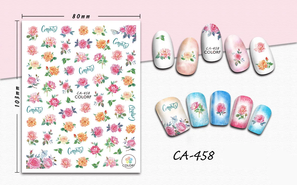 

3D Nail Sticker Girl Manicure Decals Decoration Stickers for Nails Fashion Rose Flower Design Nail Art Sticker Accessories