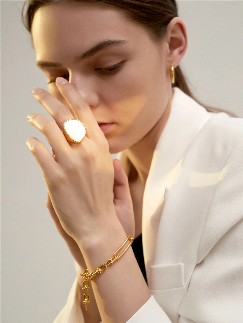 

Timeless Wonder Glam Geo Shell Stackable Rings Women Jewelry Punk Gothic Boho Ins Designer Top Trendy Hip Hop Party Rare 6562