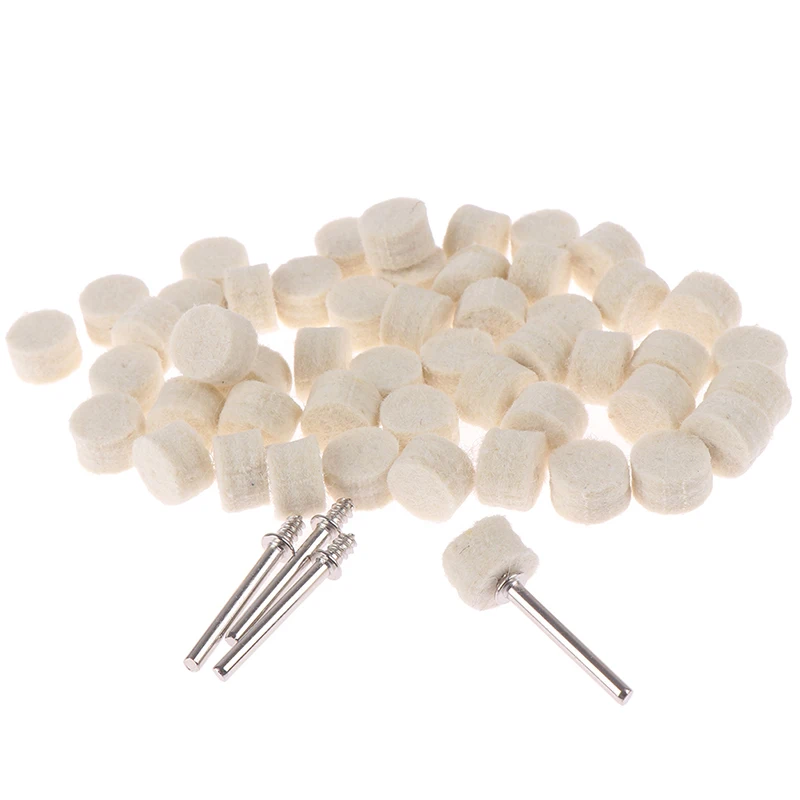 

50Pcs Metal Grinding Polishing Pad Dremel Accessories 13mm Wool Felt Polishing Buffing Wheel+4Pcs 3.2 Mm Shanks For Rotary Tool