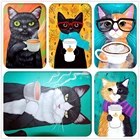 Кошка кофе полная дрель круглое животное мультфильм алмазная вышивка 5D алмазная живопись вышивка крестиком мозаика рукоделие домашний декор