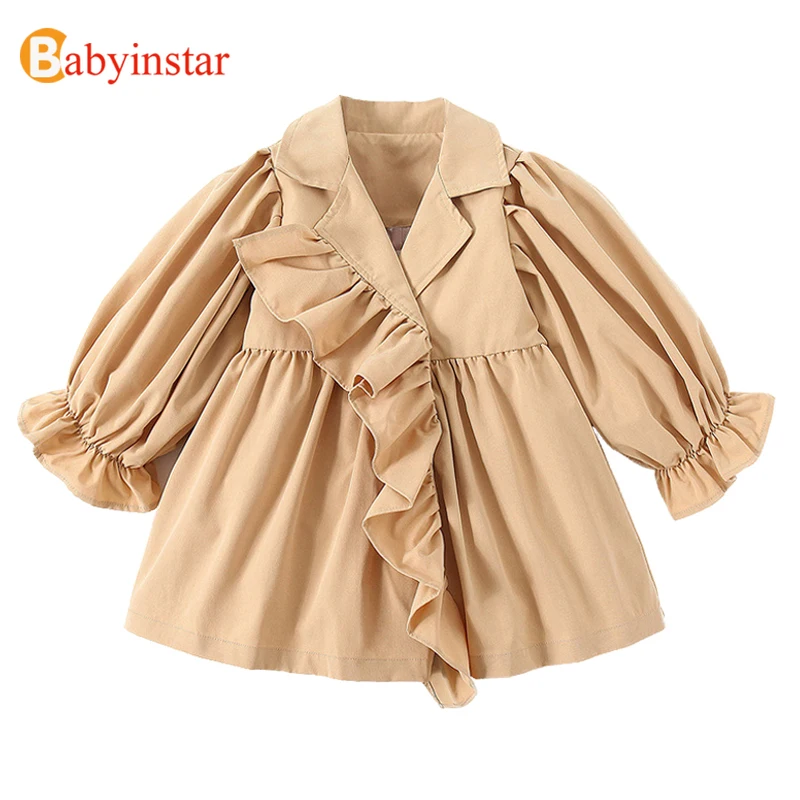 

Плащи Babyinstar для девочек 2021 г., весенне-осенняя куртка с оборками детская одежда модный стильный детский плащ, куртка
