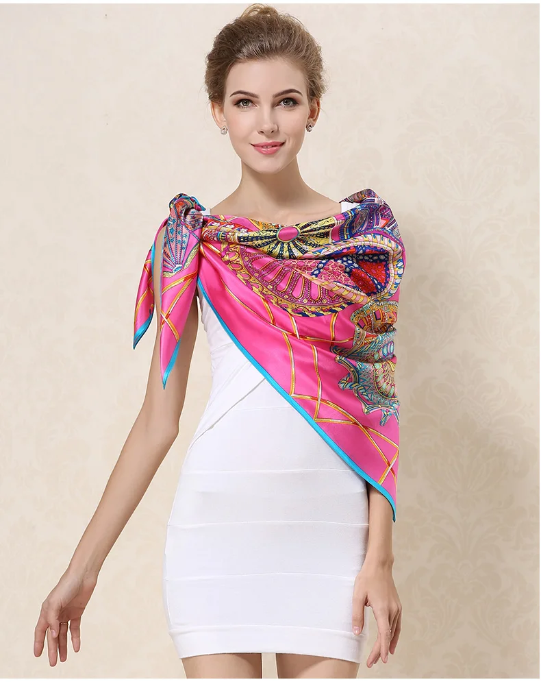 Новый шарф женские шелковые шарфы 100% женский роскошный дизайнерский платок см