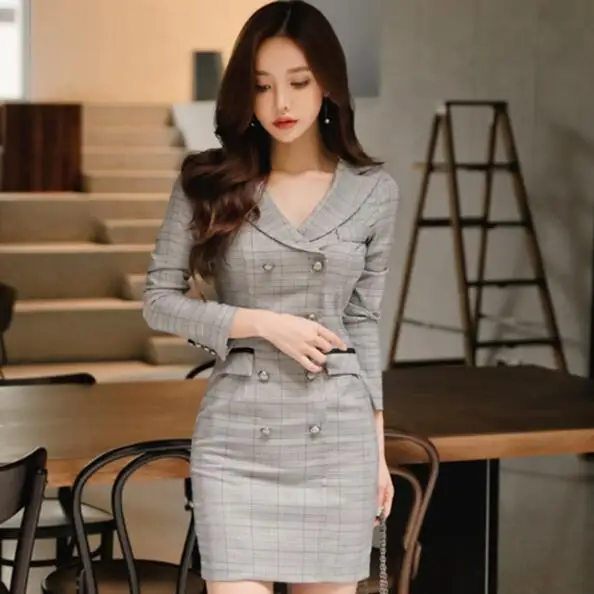 Женские сексуальные платья осень 2020 офисное клетчатое облегающее платье с