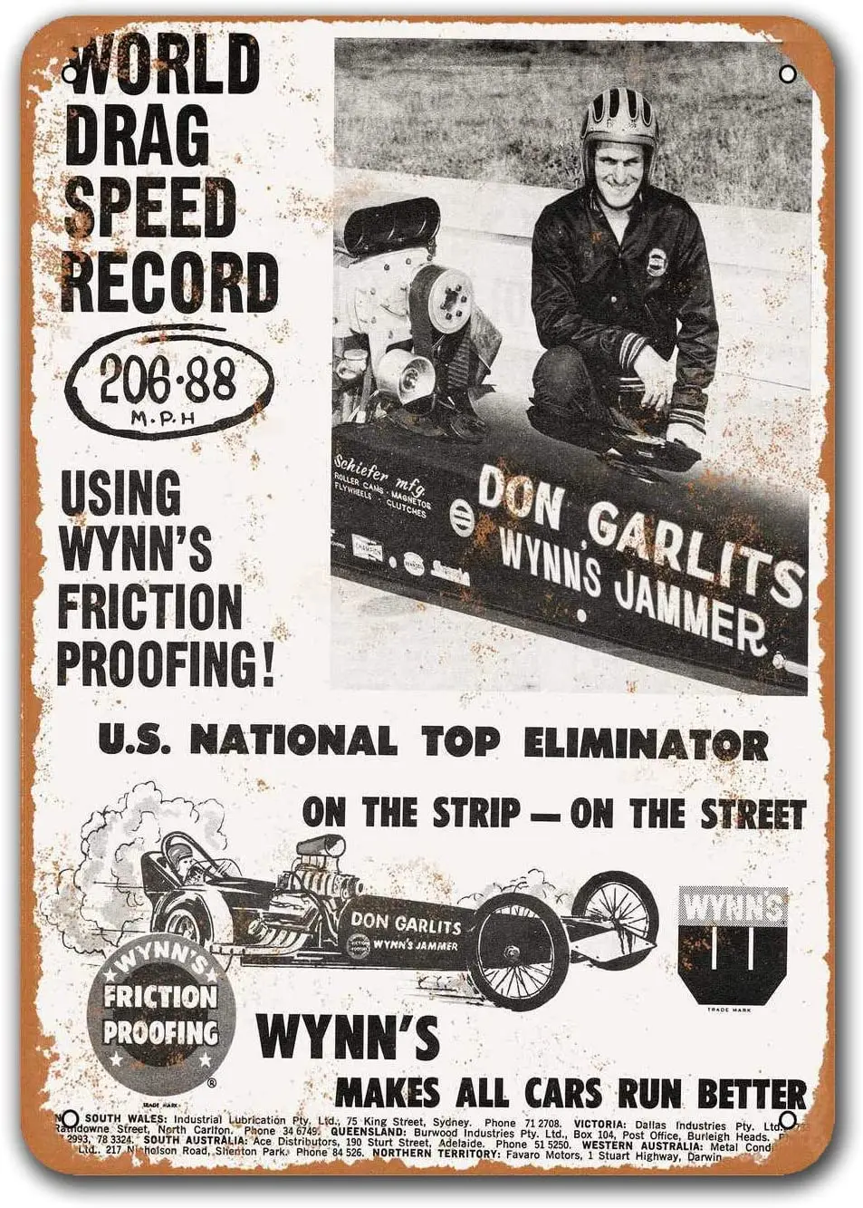 

1965 год, Don Garlits World Drag, Запись скорости, винтажные жестяные знаки, автомобили, металлические таблички Sisoso, постер, бар, мужская пещера, Ретро Де...