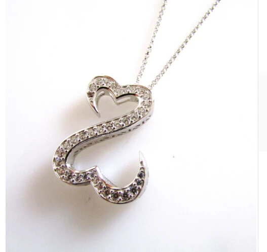 Женское ожерелье из серебра 925 пробы с фианитом|necklace heart locket|necklace anchorheart angel wings