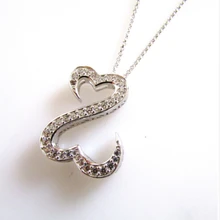 Женское ожерелье из серебра 925 пробы с фианитом|necklace heart locket|necklace