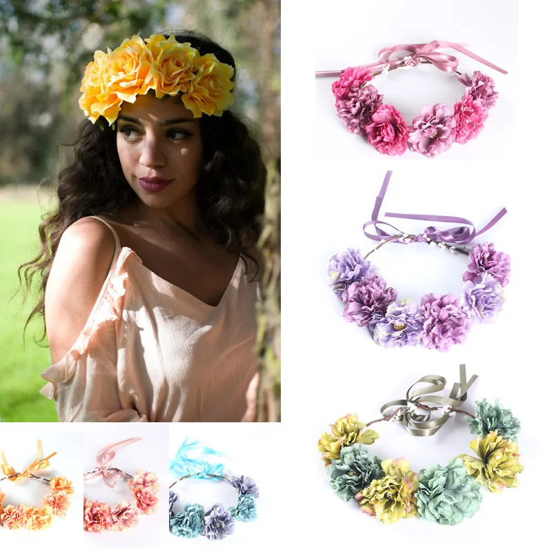 Новый богемный стиль большие ткани искусственные пионы лента украшение для