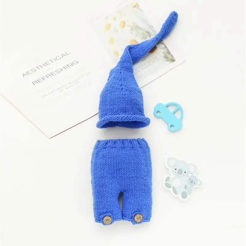 

Newborn Photography Props Crochet Hat Pants Baby Photo Outfits Knit Baby Pants and Hat 0-3 Months Newborn Fotografia Accessories