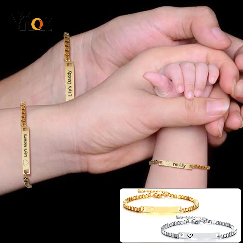 

Vnox Custom Baby Dad Mom Family Names Bracelets Anti Allergy Stainless Steel Women Kids Girls Boys Adjustable Personalized Giflt