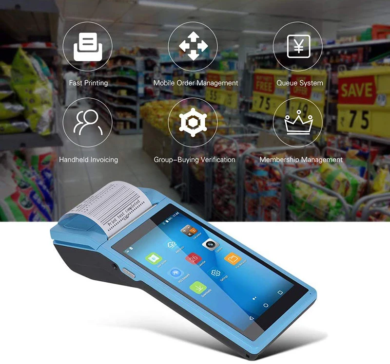 

Android POS Terminal Receipt Printer Handheld PDA Bluetooth WiFi 3G NFC Data Collector Portable Barcode Scanner All-in-One