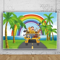 laeacco rainbow jungle safari tropical coconut tree baby bithday party photography background portrait personalized backdrops
