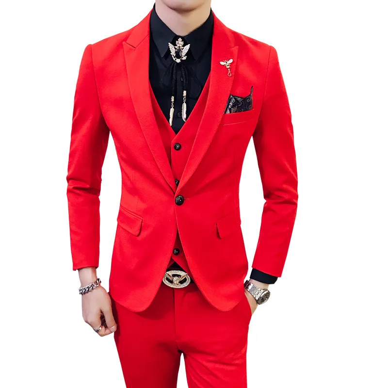 

suit men's clothing of the four seasons three-piece groom suit suit vest pants wholesale business and leisure travelers