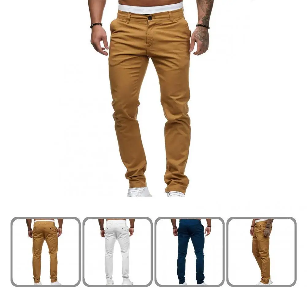 

Модные практичные эластичные облегающие мужские брюки, повседневные брюки-карго, однотонные для свиданий