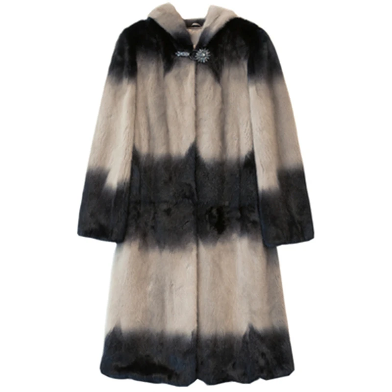 Женское зимнее пальто из искусственного меха норки средней длины новинка 2019