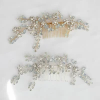 floralbride vintage alloy opal crystal rhinestone flower bridal hair comb wedding headdress hair accessories women jewelry