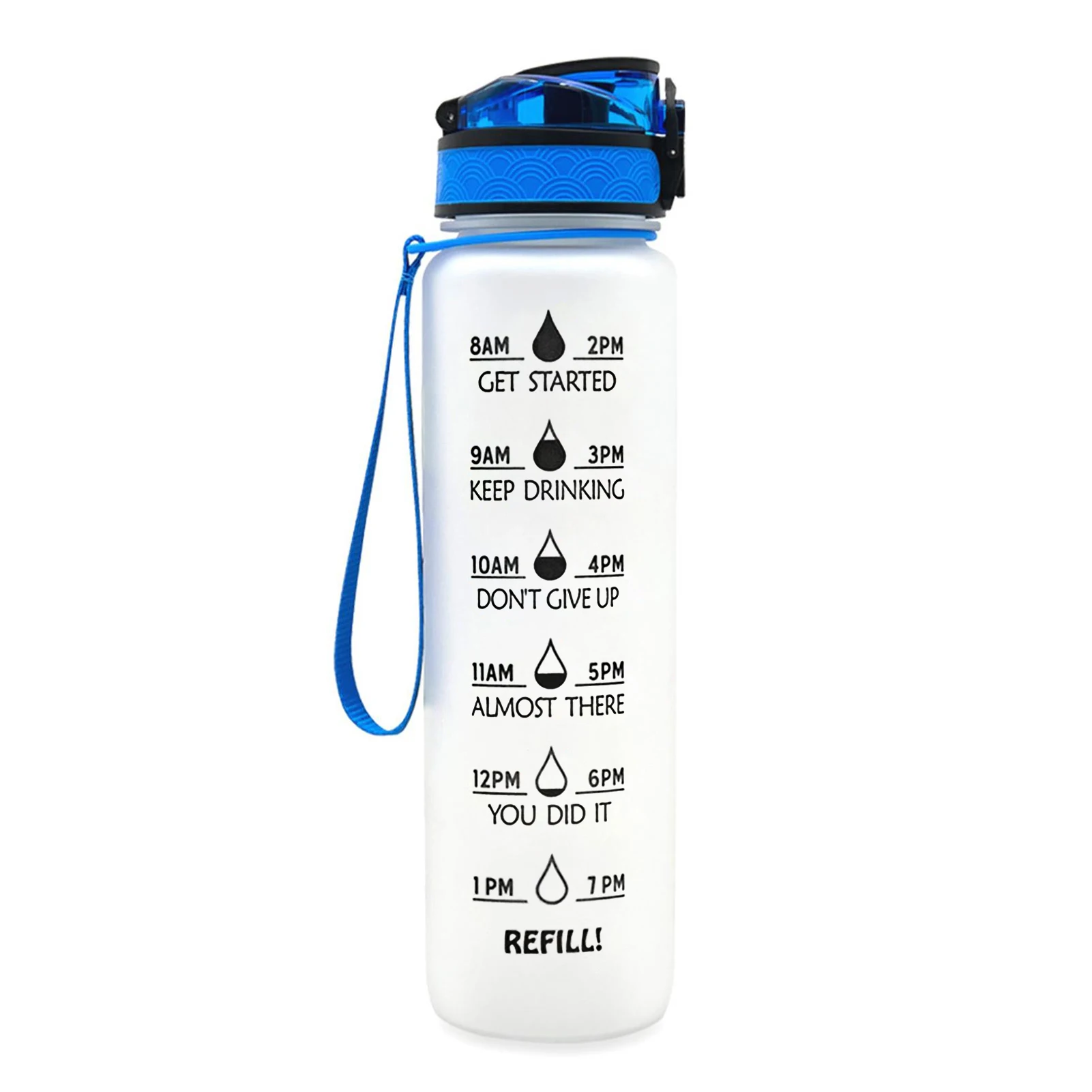 

1.5L Sports Water Bottle with Capacity Time Marker BPA Free Leakproof Reusable Drinking Kettle for Camping Cycling Fitness Sport