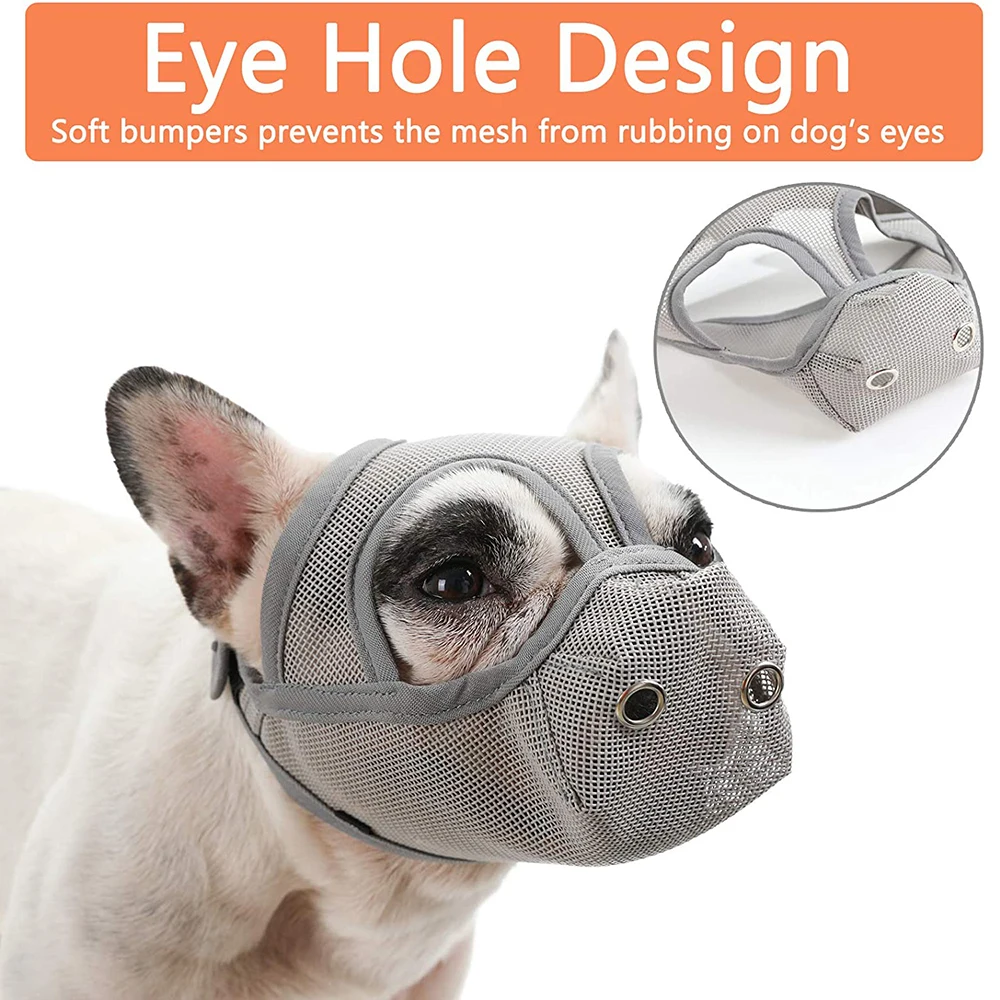 Маска для намордник собаки собак с коротким мордом регулируемая защитой от