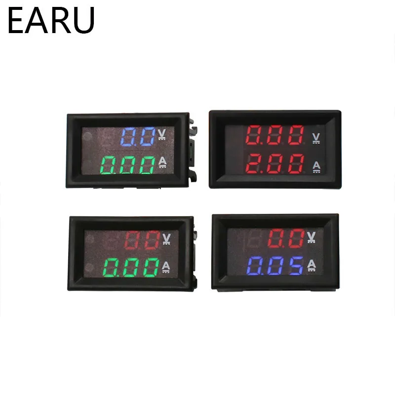1 шт. DIY DC100V 10A Вольтметр Амперметр синий красный двойной Amp Вольт измеритель
