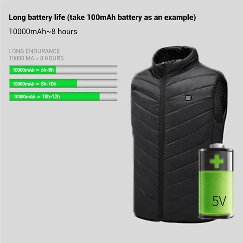 Heated Vest Winter USB Electric Heating Jacket Waistcoat Thermal Warm Body Warmer Men Women Camping | Спорт и развлечения