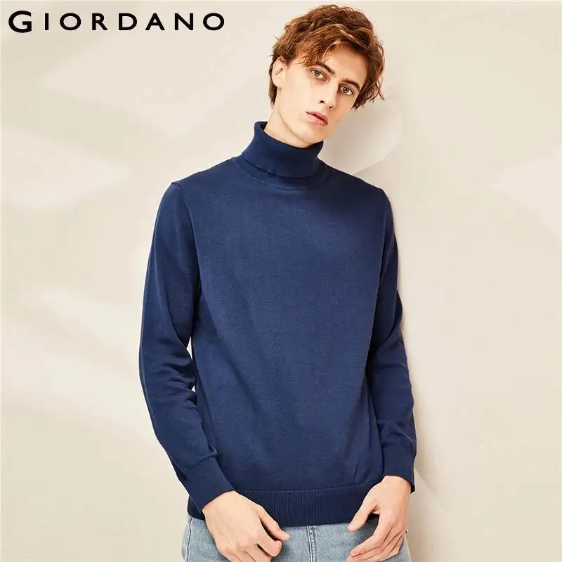 Мужские свитеры Giordano водолазка трикотажный свитер для мужчин 100% хлопок