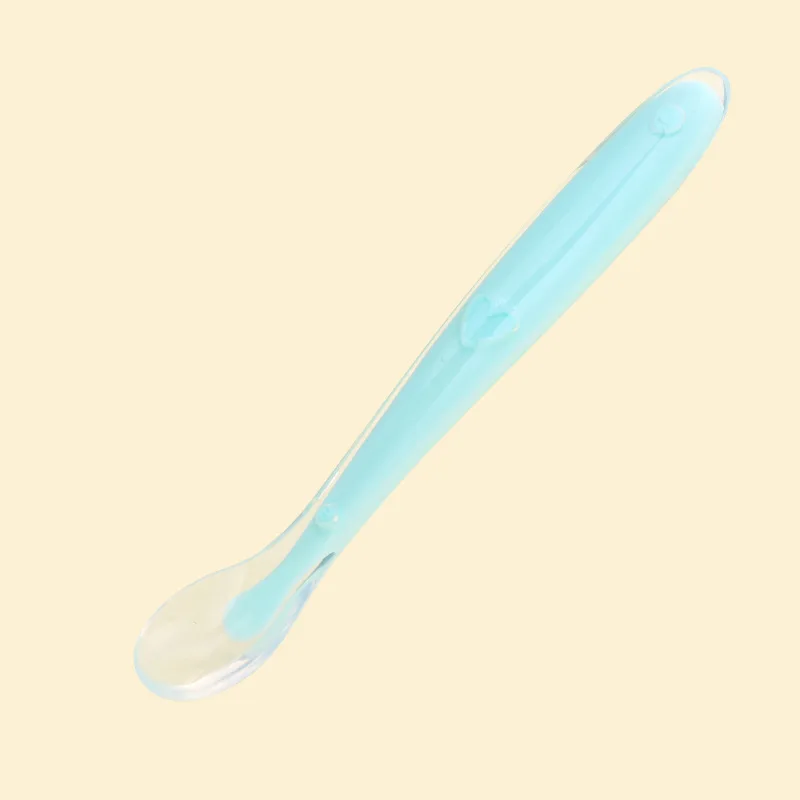 Baby Soft Silicone Spoon Candy Color Baby Learning Spoon Non-Slip Spoon Children Food Baby Feeding Tools for Kids Boy Girl