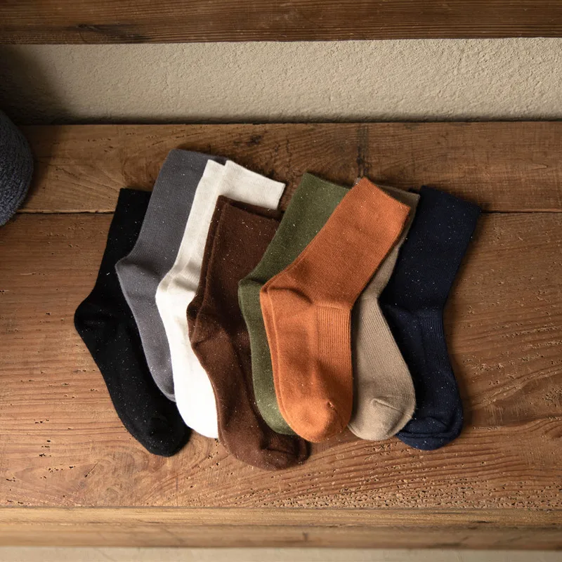 

New Autumn Winter Women Socks Fashion High Quality Breathable Cotton Retro Color Long Socks For Women Bright Silk Trendy Casual