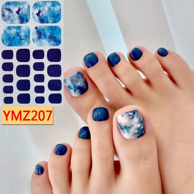 

Adhesive Toe Nail Sticker Glitter Summer Style Solid color Tips Full Cover Toe Nail Art Supplies Foot Decal for Women Girls