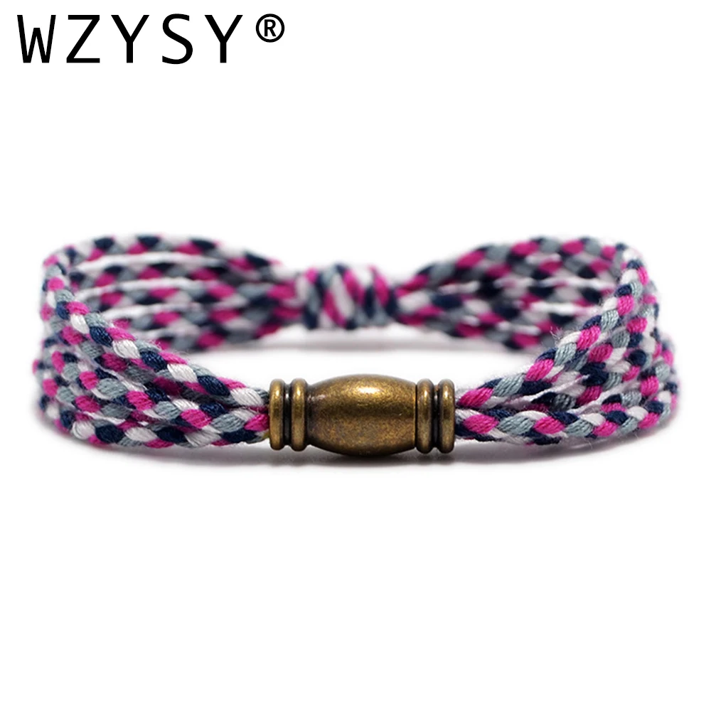 Новый хлопковый плетеный браслет винтажный медный магнитный с застежкой