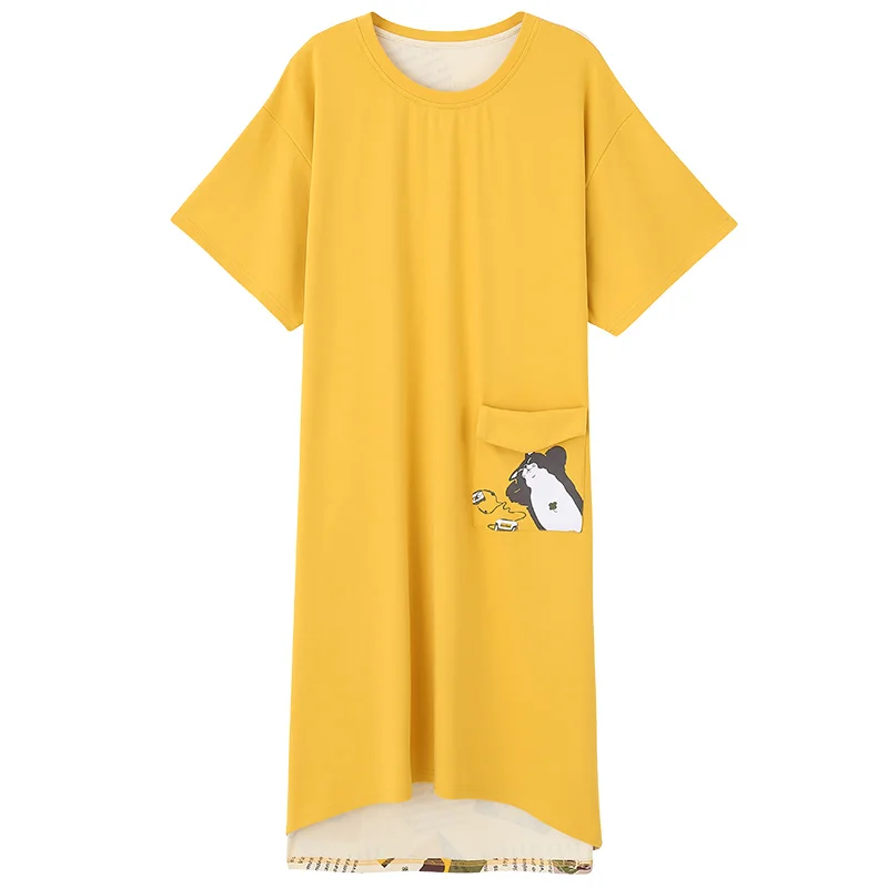 Новые Желтые пижамы Kawaii ночные рубашки в консервативном стиле Повседневная