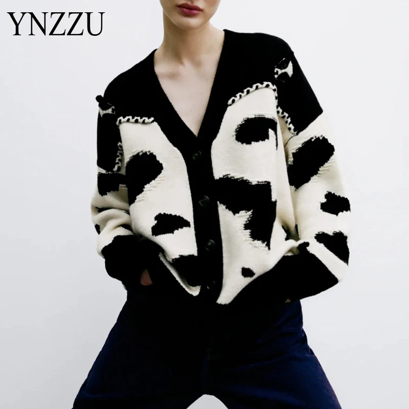 

Vintage Autumn Animal women Knitted vest 2021 Fashion Embroidered cardigan Jacket Ladies Long sleeve Sweater Casual YNZZU 1O031