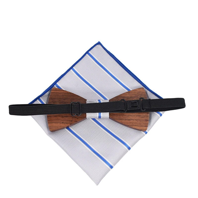

2020 Man Wood Bow Ties Fashion Wooden Bowtie Handkerchief Cufflinks Set for Mens Pocket Towel Cravat Wood Bowtie Gift