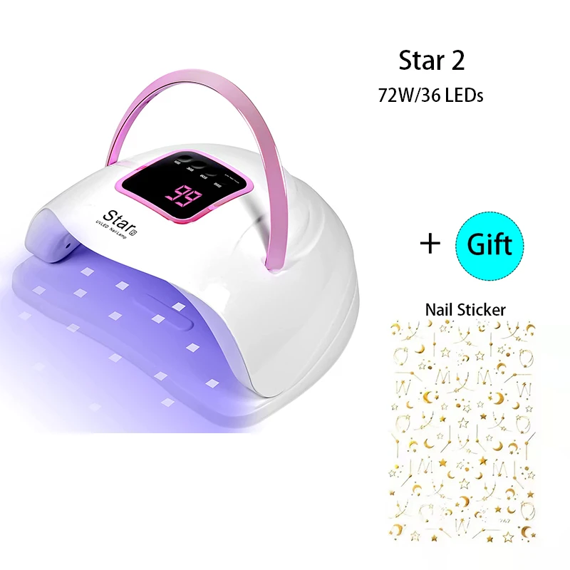 

Nail Drying Lamp Star 2 UV 72W 36 LED Can Be Regular Gel Polishing Dry Therapy Is All Manicure For Led UV Lamps For Manicure.
