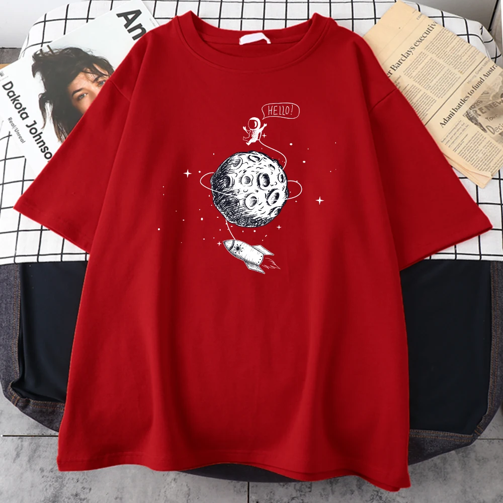 

Astronaut Print Men's T-Shirt Kawaii Clothes Plus Size Casual Korean Oversized