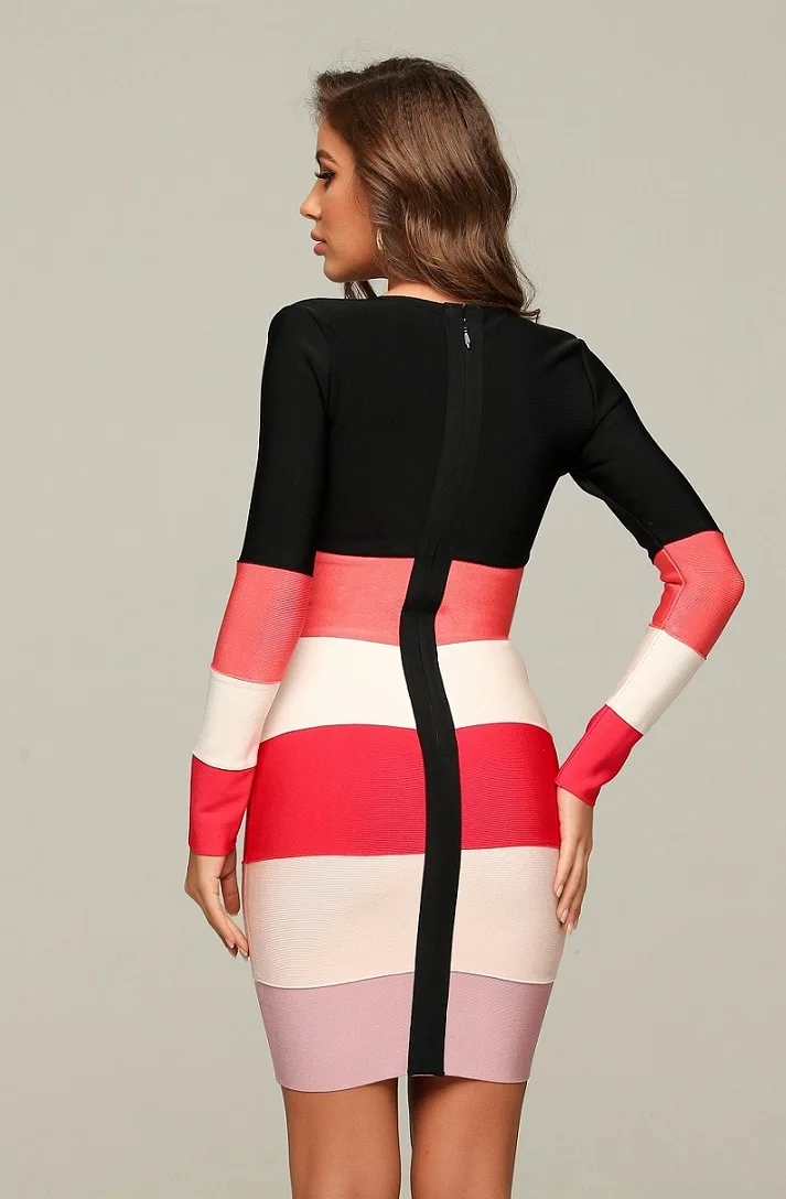 

V-Neck Bandage Dress Bodycon Long Sleeve Fashion Night Club Celebrity Party Dresses Women Elegant Sexy Dress