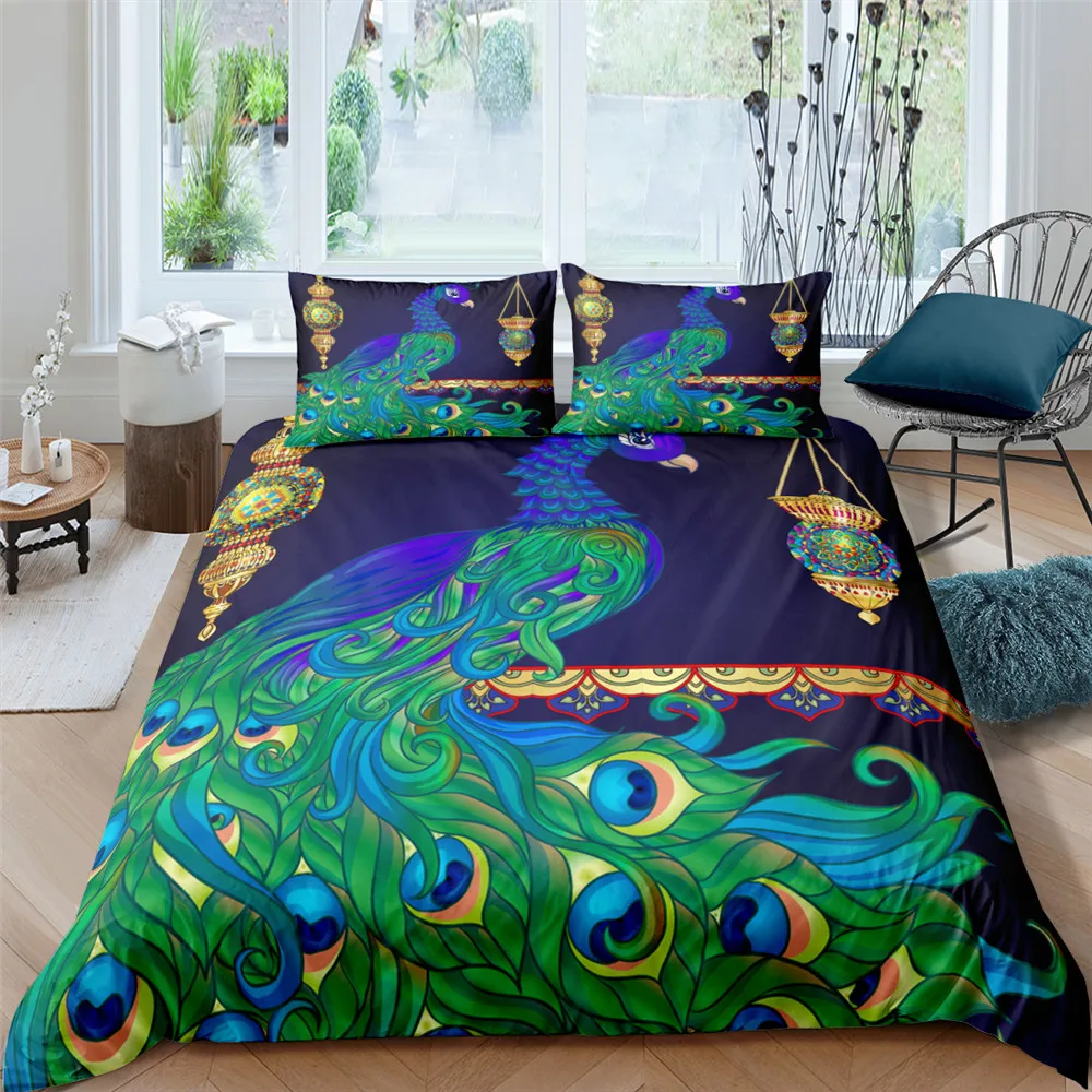 

Peacock Pattern Luxury Duvet Cover Bedding Set Queen Comforter Covers Bed Cover Set Double Twin Size For Bedroom Decoration