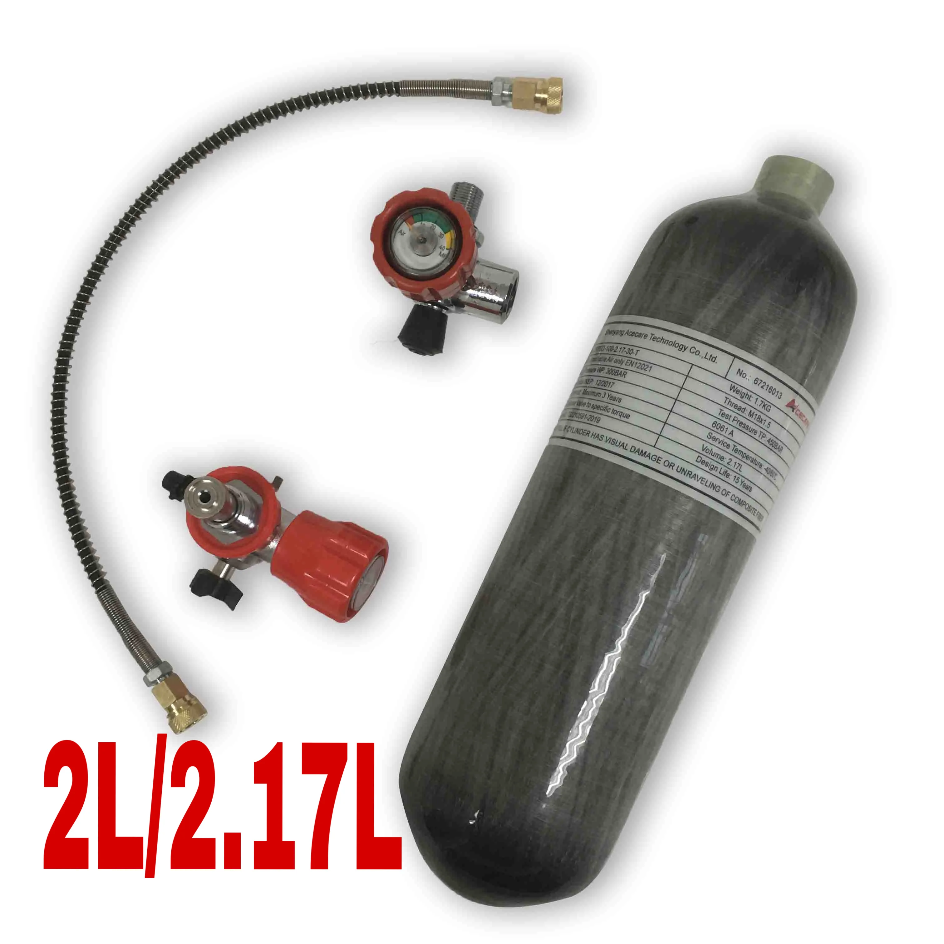Billig Acecare 2L/2.17L Scuba Tank Pcp Air Tank 4500psi Airforce Condor Pcp Luftgewehr Hpa Airsoft Luftgewehr 300bar Carbon Faser Zylinder