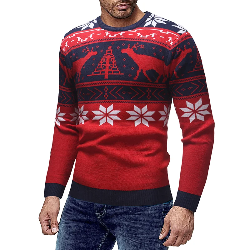 

Мужской тонкий модный брендовый свитер, мужской кардиган, облегающие вязаные Джемперы, теплый осенний Рождественский свитер с оленем, повс...