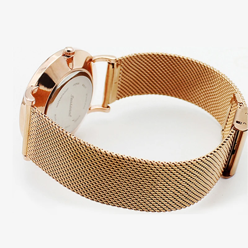Простые кварцевые мужские часы из нержавеющей стали с сетчатым ремешком высокое