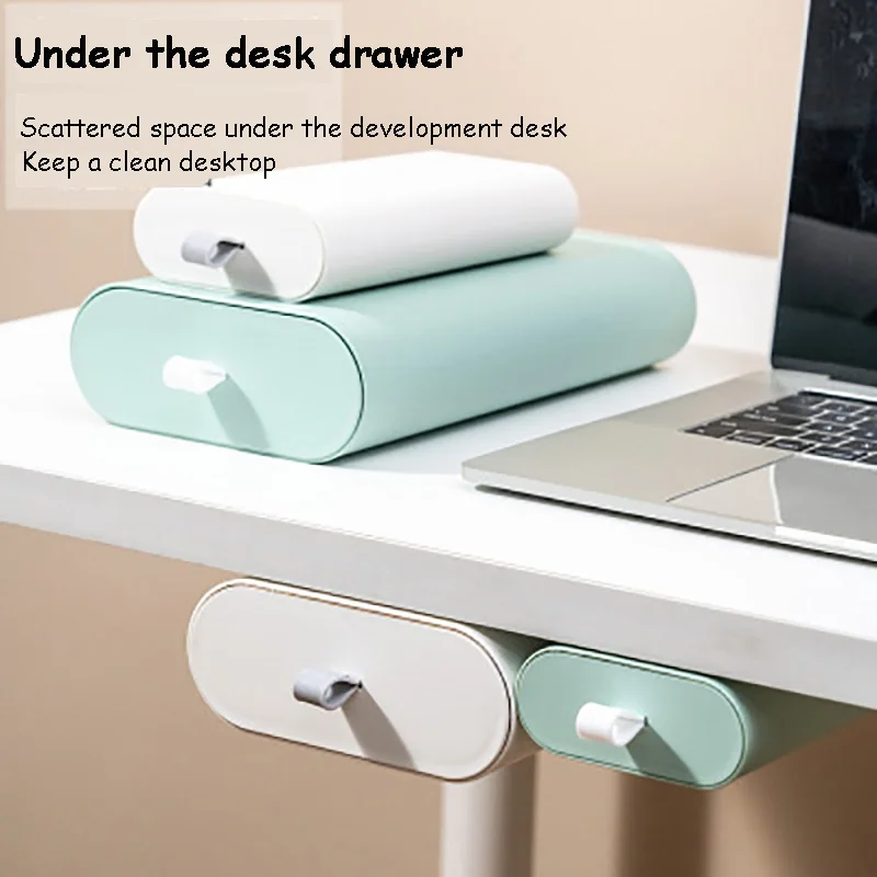 

Under The Table Storage Box Organizer Invisible Drawer Sticky Office Desk Organizer Memo Pen Stationery Storage Box Case Desk