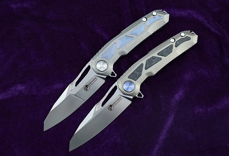 VENOM Flipper NIGHTMARE M390 Blade Steel Titanium CF Folding Knife Hunting Survival Pocket Kitchen Fruit EDC | Инструменты